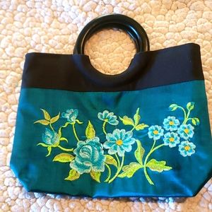 Embroidered silk handbag Japanese